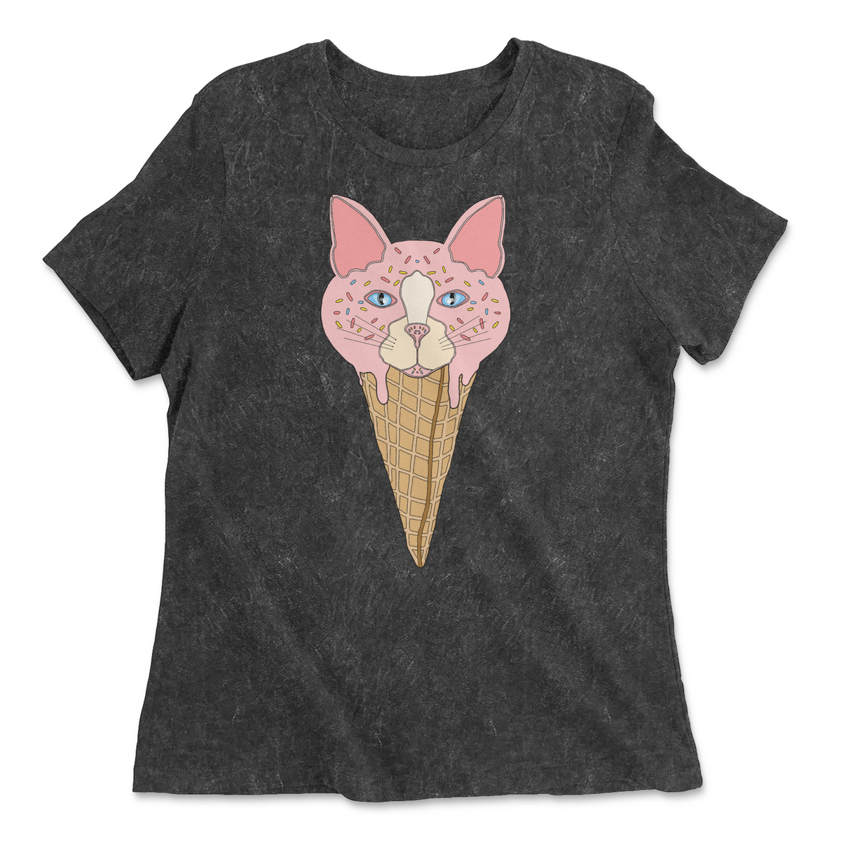 Ice Cream Cone Cat Shirt Hand Dyed Environmentally Friendly