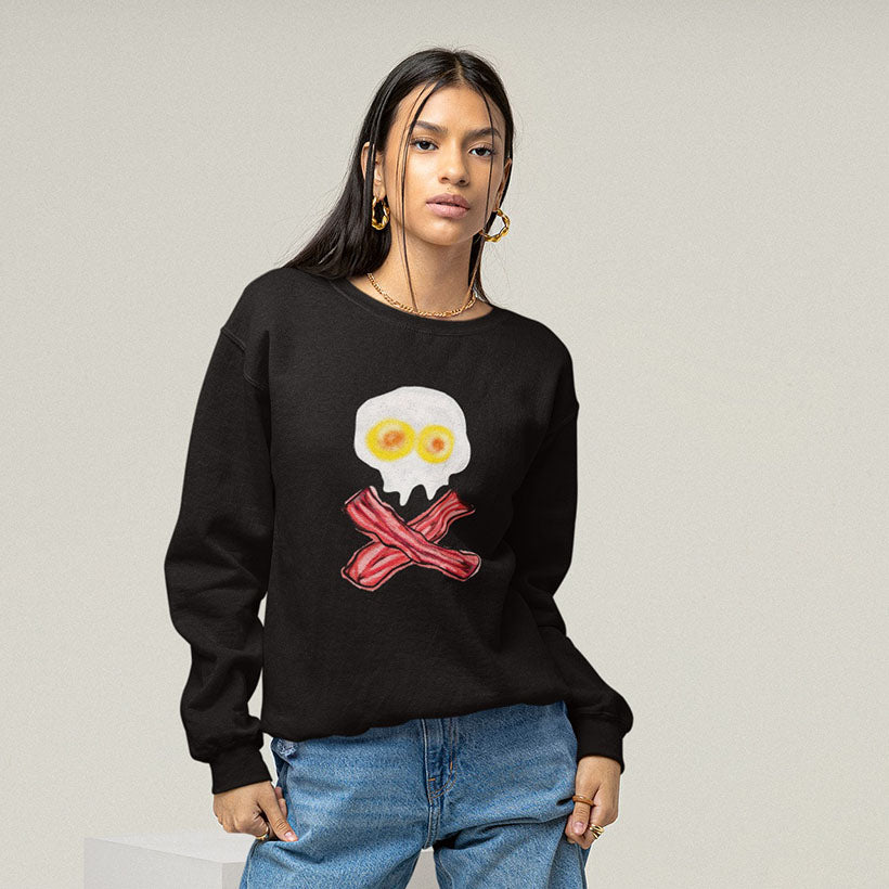 Bacon and Eggs Skull Sweatshirt - Black – Yummiewear